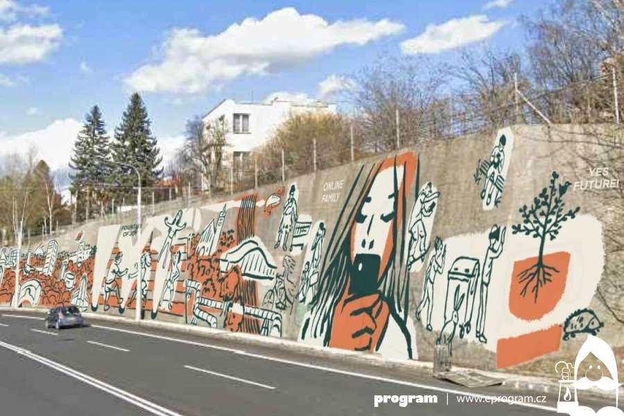 Opěrnou zeď na Bazalech ozdobí zajímavý mural
