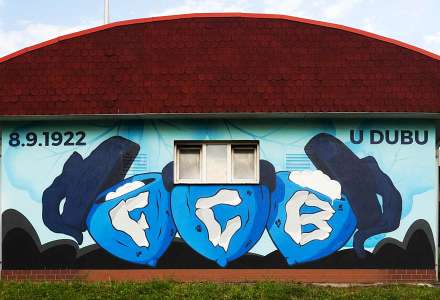 100 let fotbalového klubu Baník Ostrava ztvárněno do street artové malby