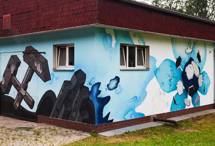 100 let fotbalového klubu Baník Ostrava ztvárněno do street artové malby